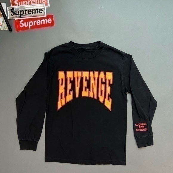 Revenge LOOKING FOR REVENGE Longsleeve Graphic Designer Shirt - Picture 1 of 4